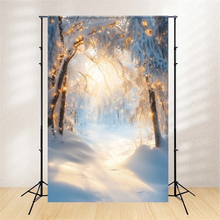 Toile de fond Hiver Arche Givrée Dorée GQ57-161