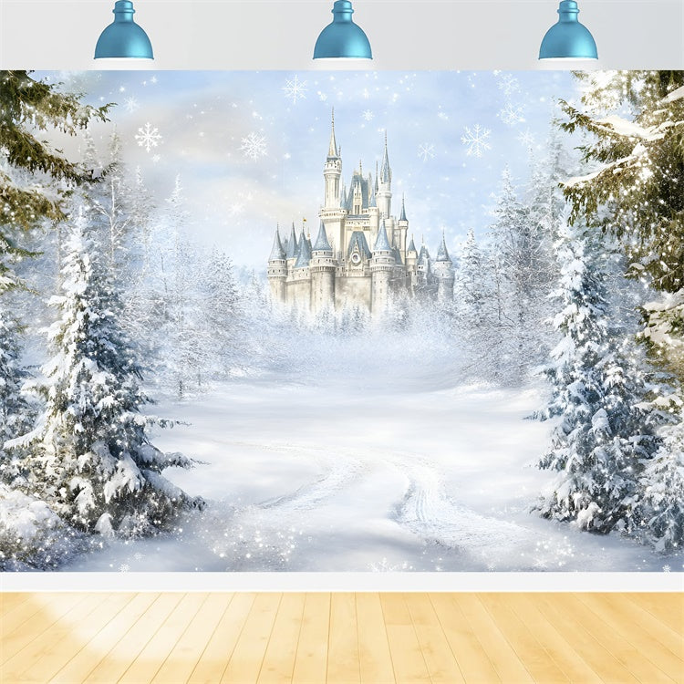 Toile de fond Hiver Château Conte de Fées GQ57-165