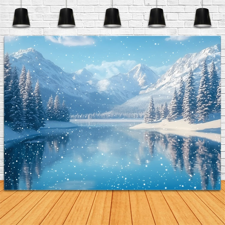 Toile de fond Hiver Lac de Sérénité Enneigé GQ57-170