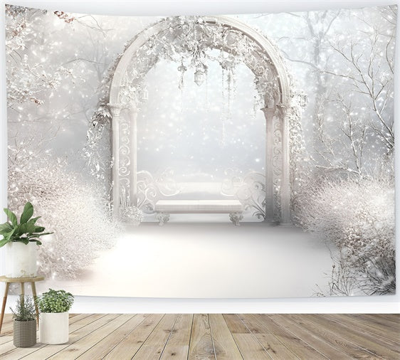 Toile de fond Hiver Arche Élégance Givrée GQ57-175
