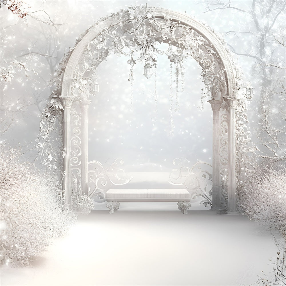 Toile de fond Hiver Arche Élégance Givrée GQ57-175