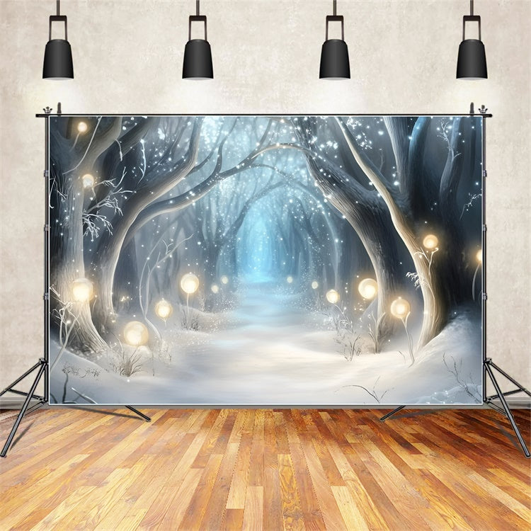 Toile de fond Hiver Forêt Brillance Mystique GQ57-176