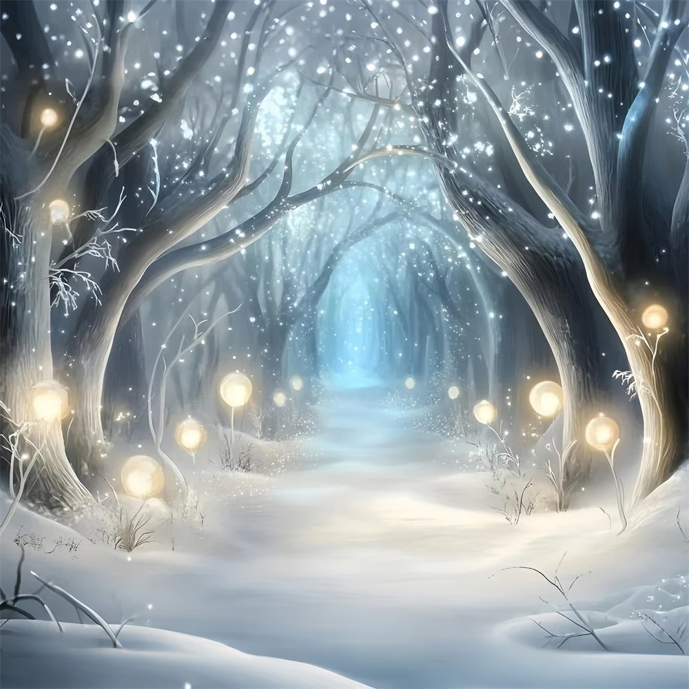 Toile de fond Hiver Forêt Brillance Mystique GQ57-176