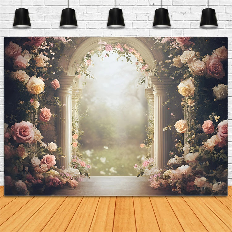 Toile de fond Photo Beaux-Arts Arche Romantique Rose Magnifique GQ57-186