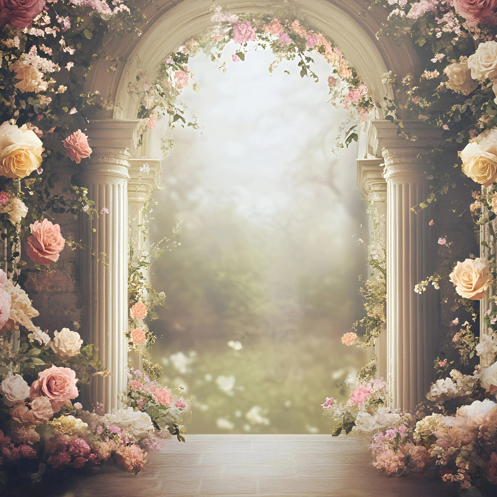 Toile de fond Photo Beaux-Arts Arche Romantique Rose Magnifique GQ57-186