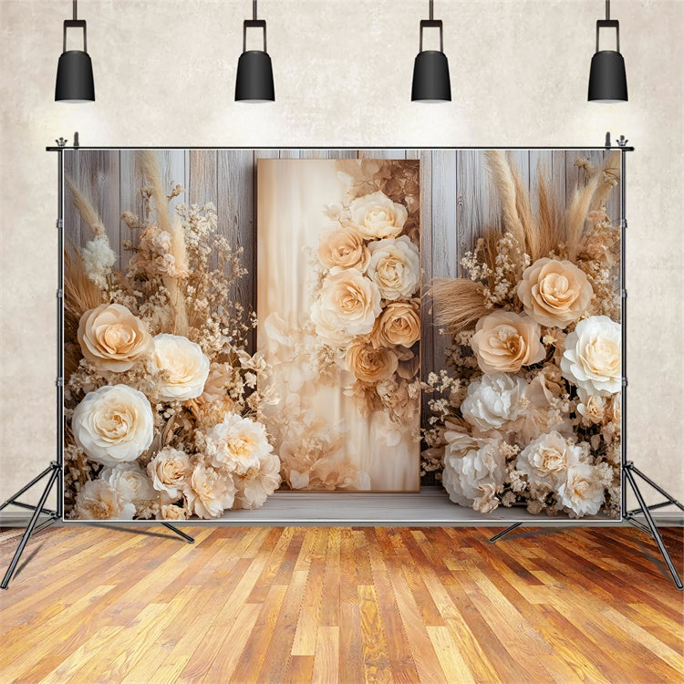 Toile de fond Beaux-Arts Tissu Floral Rustique Crème GQ57-188