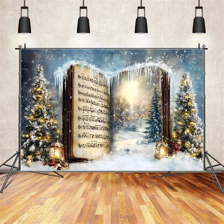 Toile de fond photo Noël Forêt Gelée et Chants GQ57-19