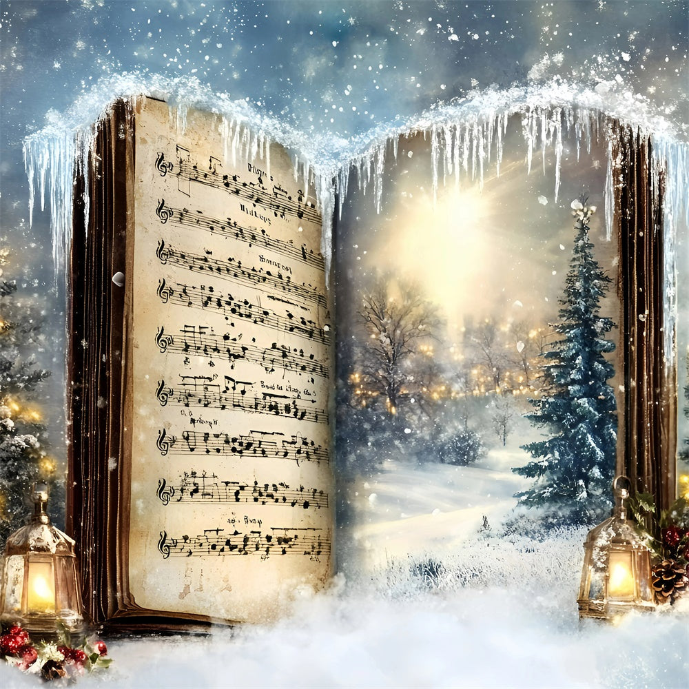 Toile de fond photo Noël Forêt Gelée et Chants GQ57-19