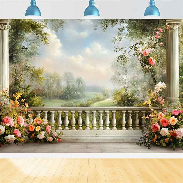 Toile de fond Photographie Beaux-Arts Balcon Fleuri GQ57-193