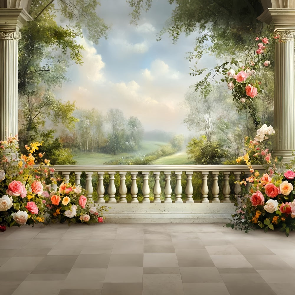 Toile de fond Photographie Beaux-Arts Balcon Fleuri GQ57-193
