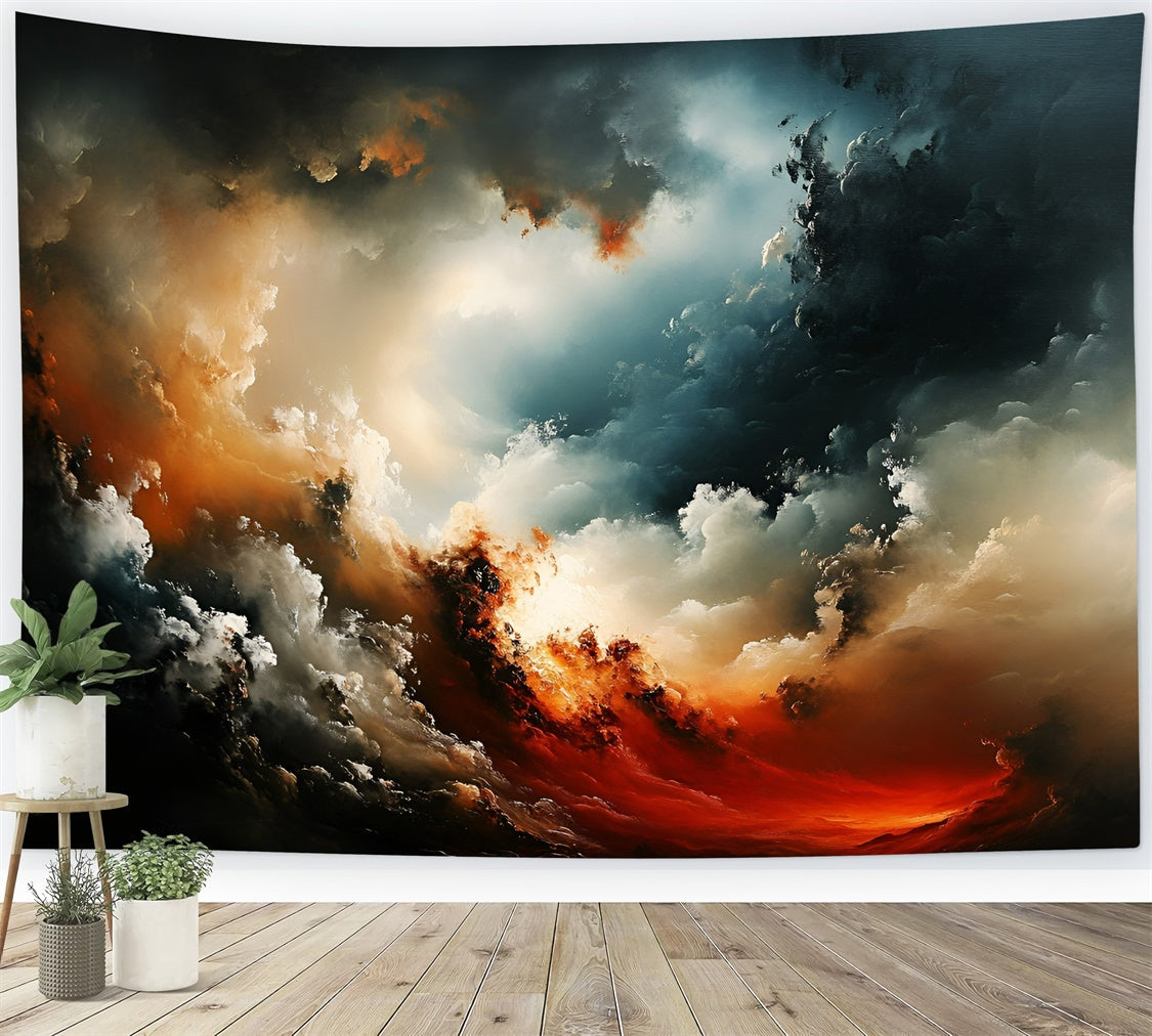 Toile de fond Photo Beaux-Arts Tissu Abstrait Orage Coucher Soleil GQ57-197