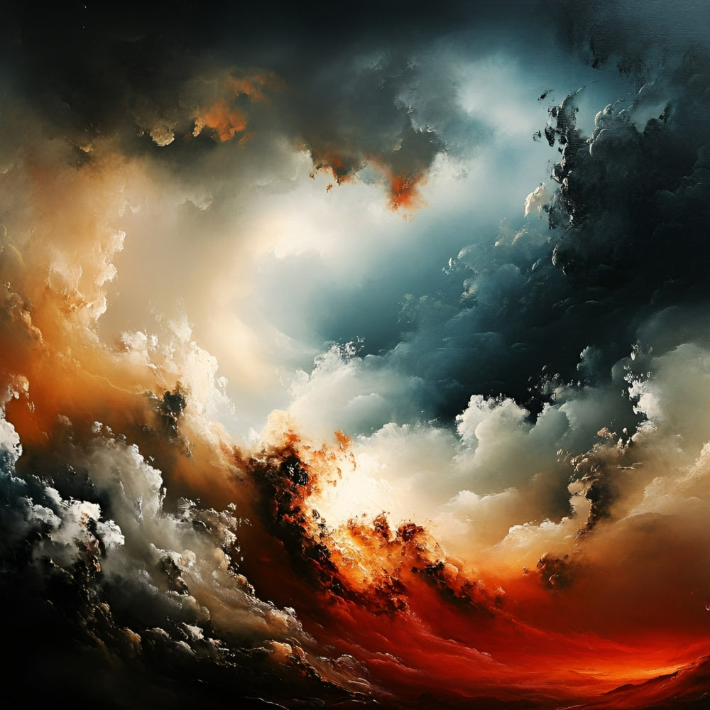 Toile de fond Photo Beaux-Arts Tissu Abstrait Orage Coucher Soleil GQ57-197