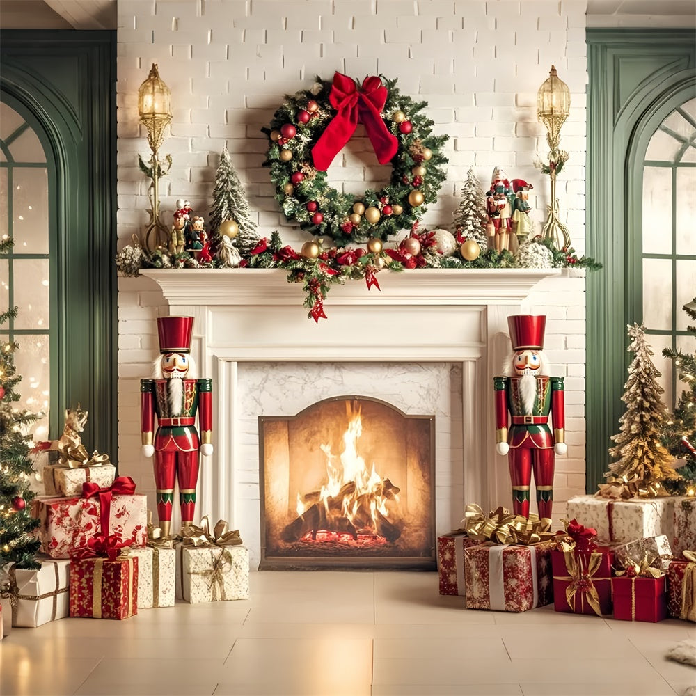 Toile de fond de Noël Foyer Casse-Noisette Rêves au Coin du Feu GQ57-2