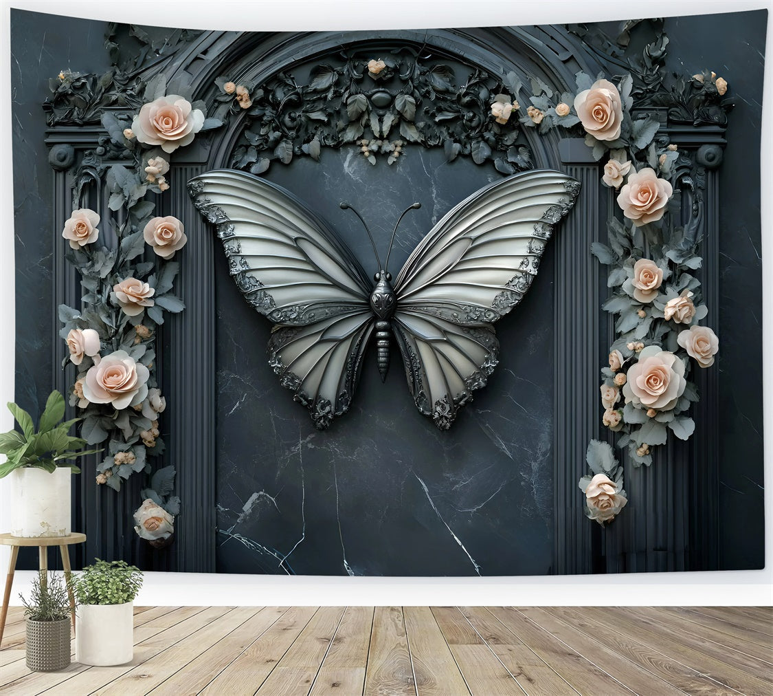 Toile de fond Photo Beaux-Arts Arche Rose Papillon Minuit GQ57-202