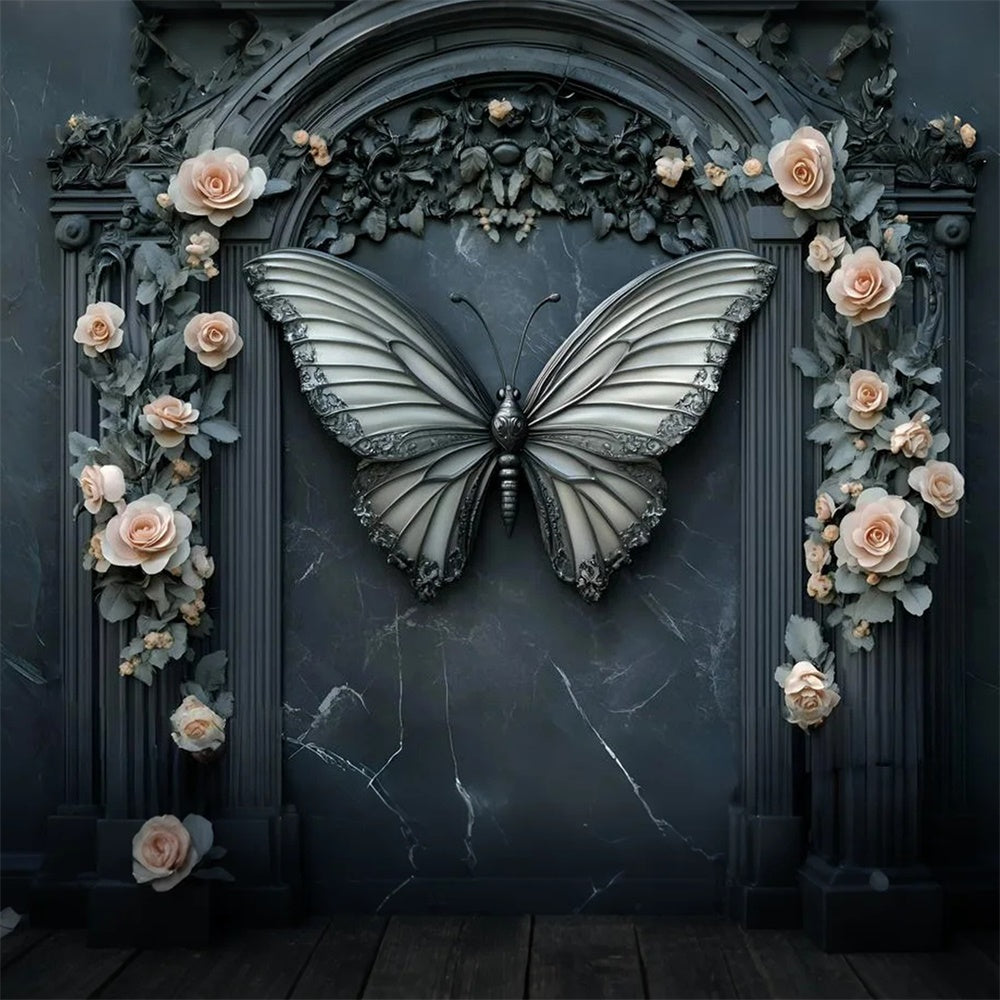 Toile de fond Photo Beaux-Arts Arche Rose Papillon Minuit GQ57-202