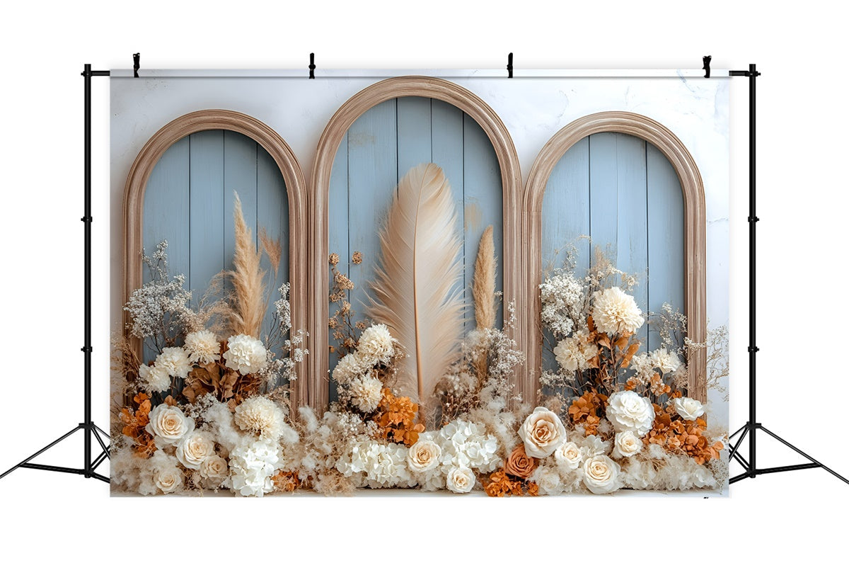 Toile de fond bohème photo Jardin Plumes Arc Photographie GQ57-214