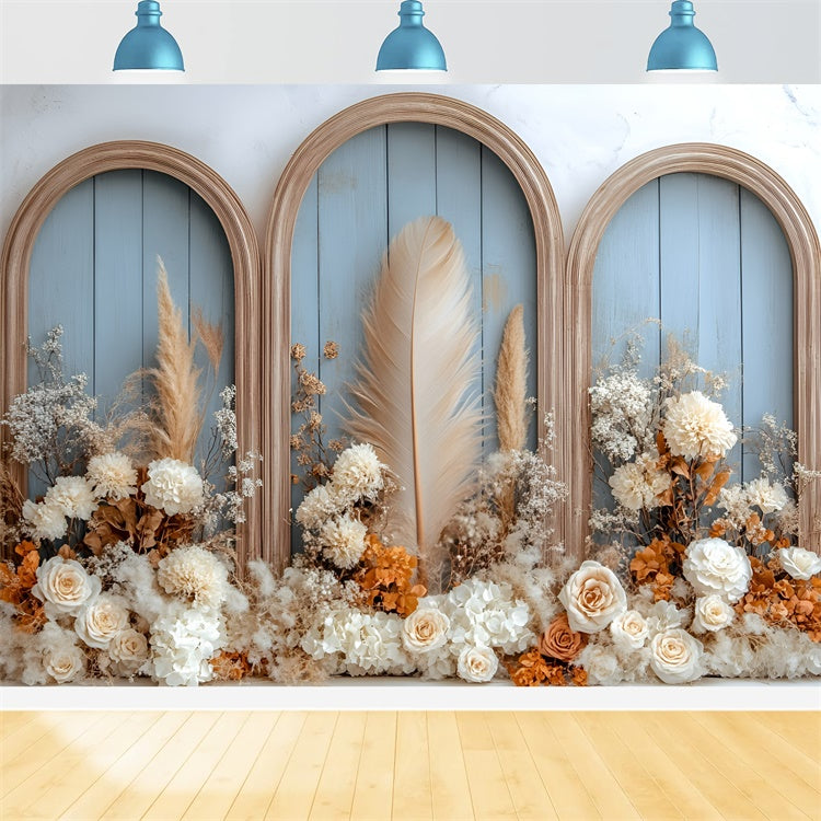 Toile de fond bohème photo Jardin Plumes Arc Photographie GQ57-214
