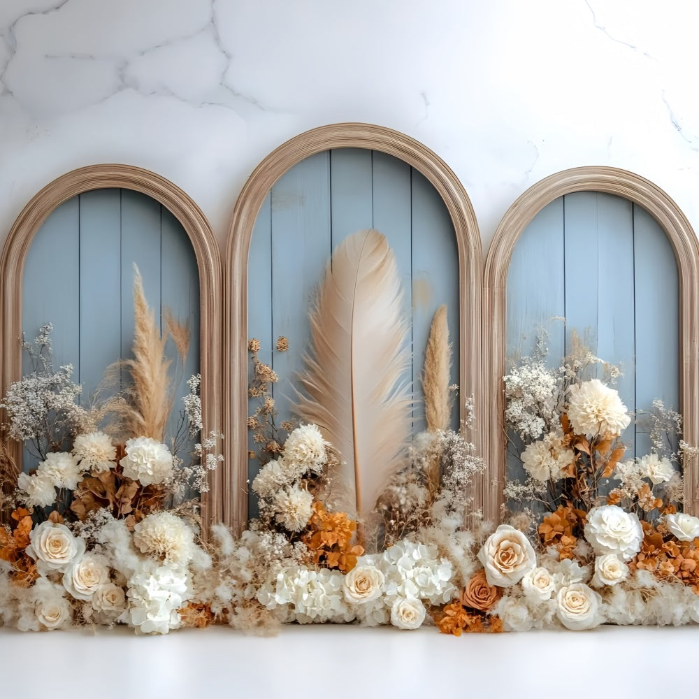 Toile de fond bohème photo Jardin Plumes Arc Photographie GQ57-214