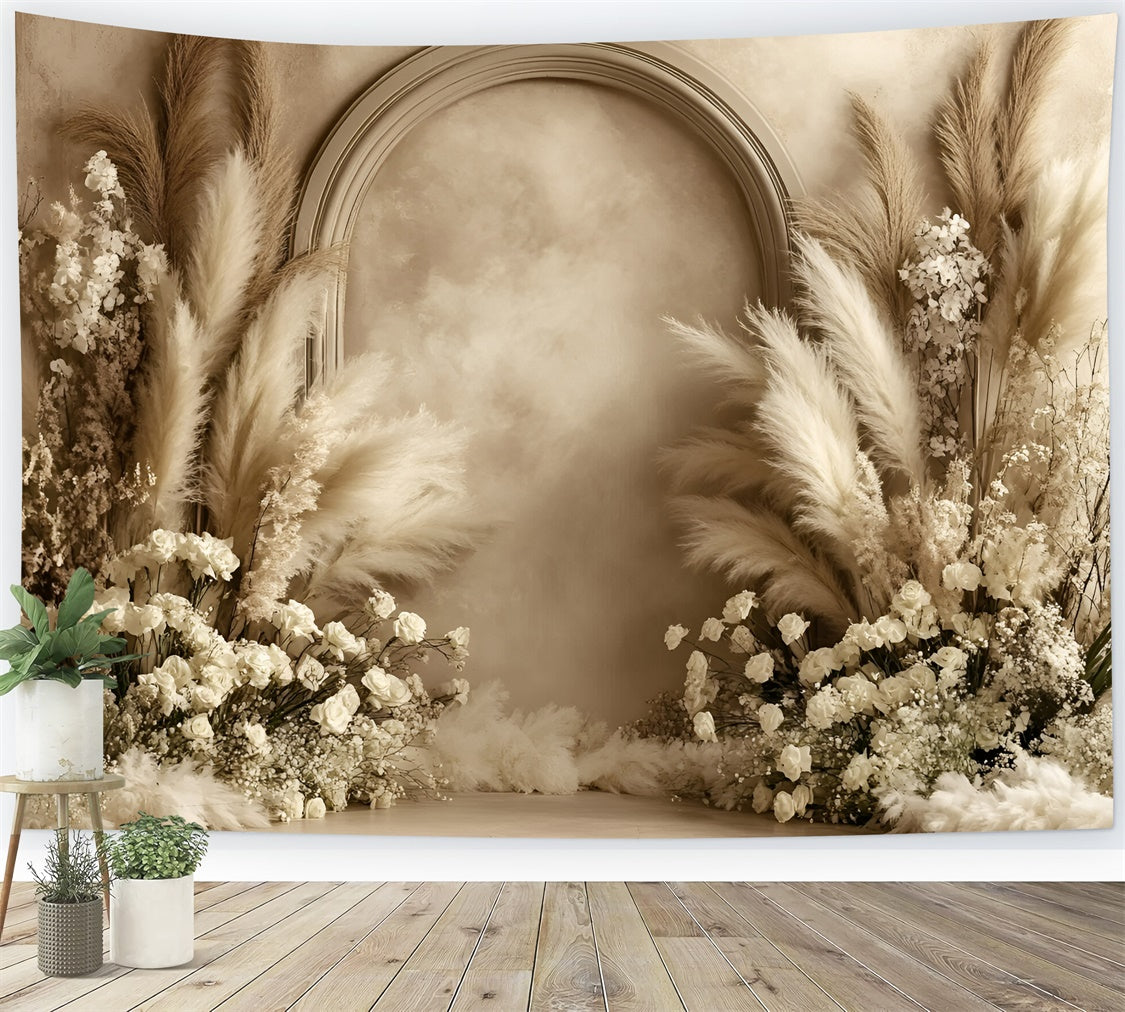 Toile de fond bohème Élégance Fleurs Séchées Arc GQ57-216