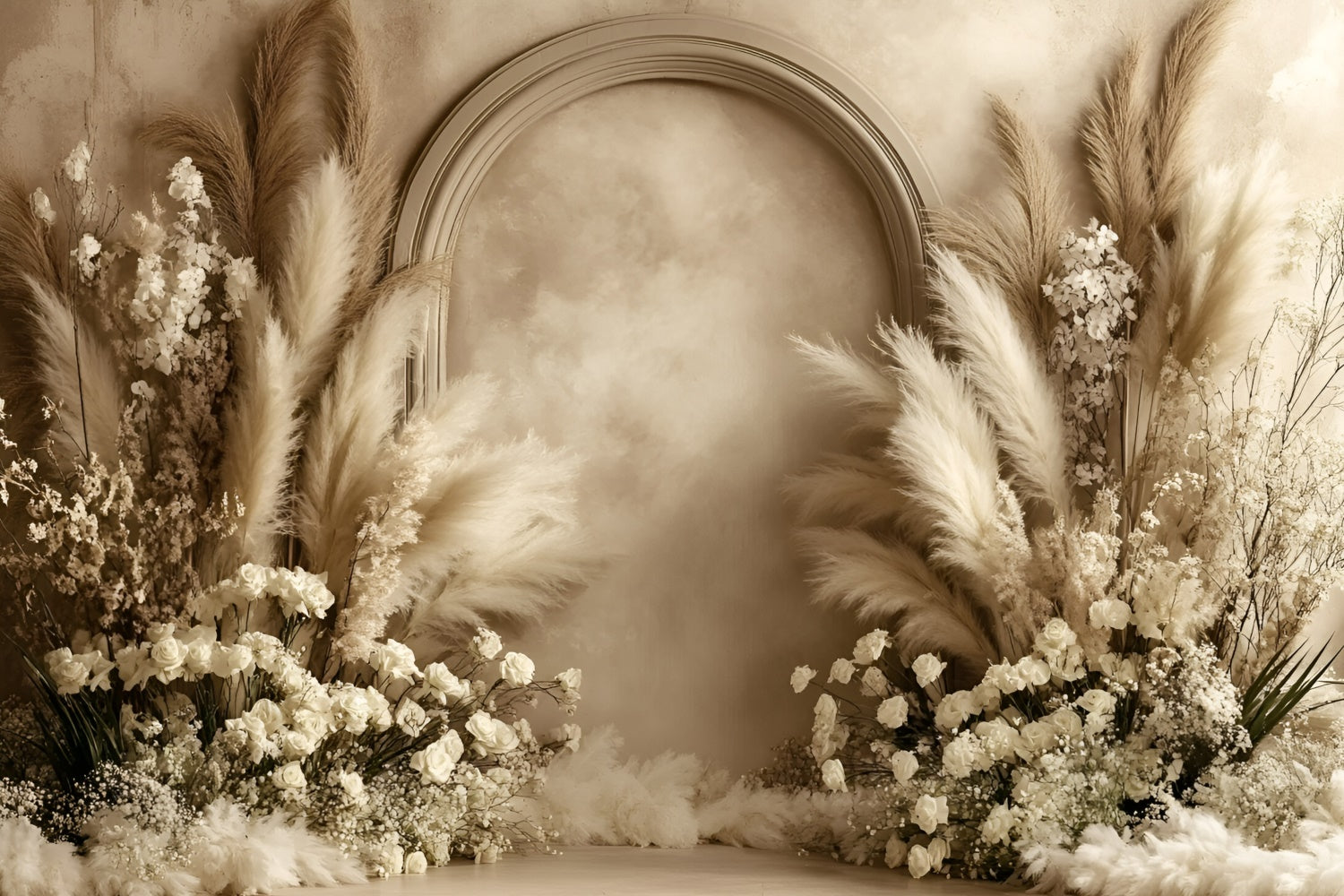 Toile de fond bohème Élégance Fleurs Séchées Arc GQ57-216