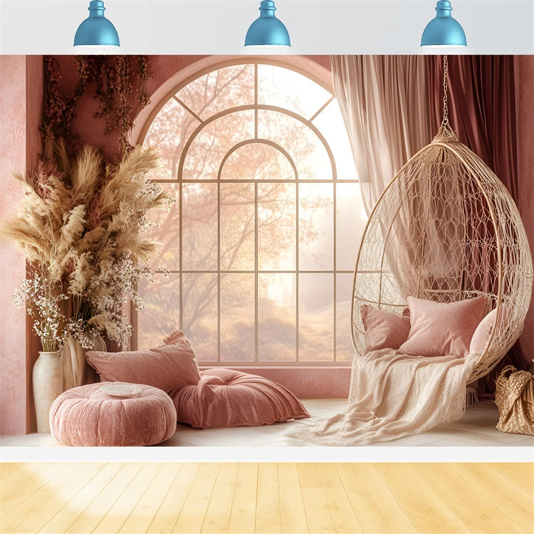 Toile de fond bohème Chambre Sérénité Rose Douce GQ57-233