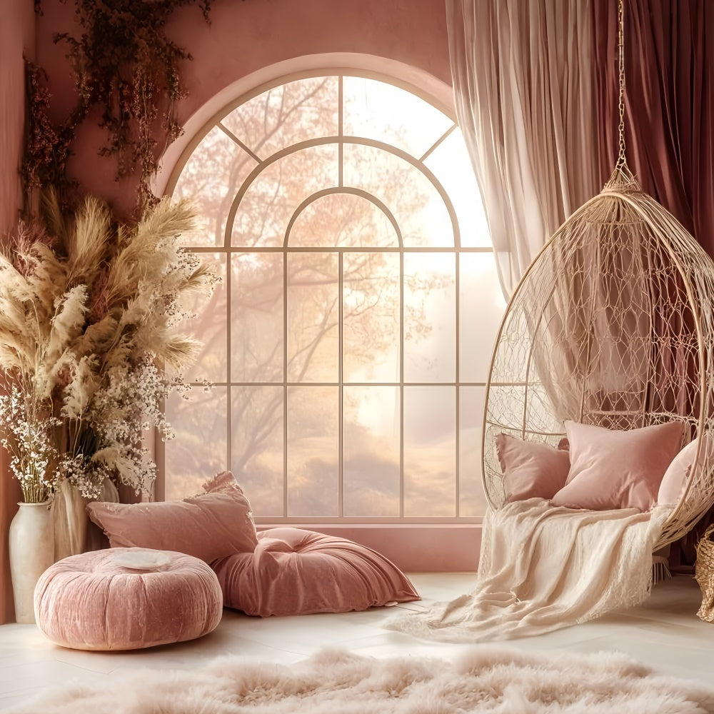 Toile de fond bohème Chambre Sérénité Rose Douce GQ57-233