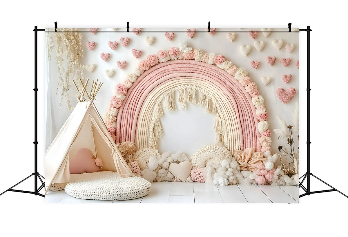 Toile de fond photo bohème Arche Rêve Pétales Roses GQ57-236