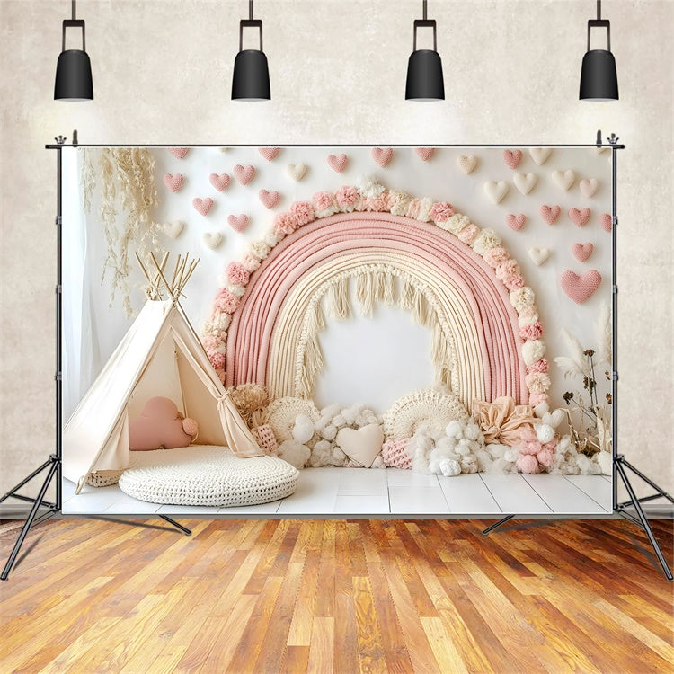 Toile de fond photo bohème Arche Rêve Pétales Roses GQ57-236