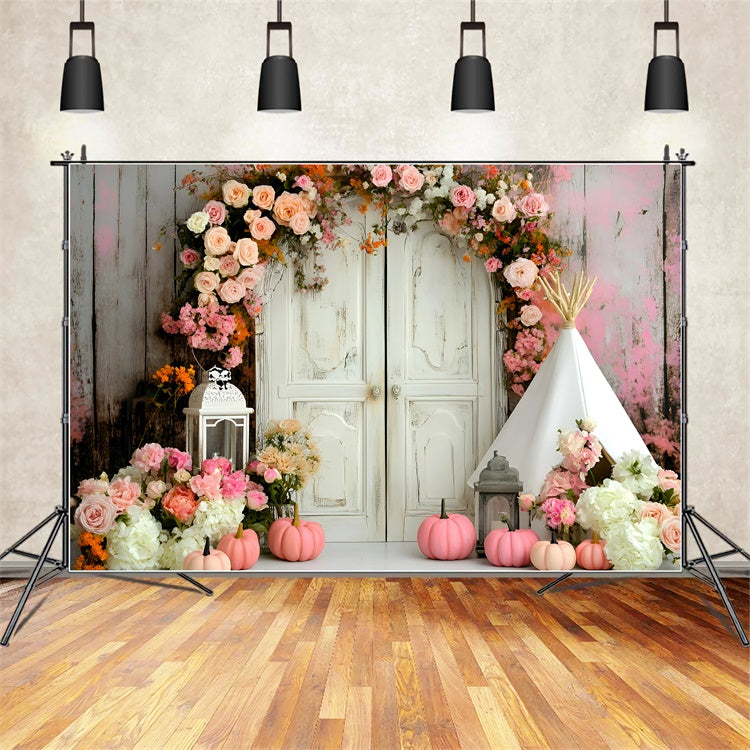 Toile de fond bohème Arche Citrouille Rose Douce GQ57-240