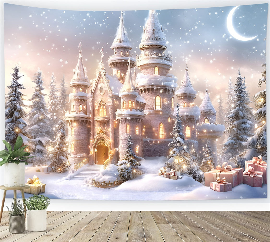 Toile de fond photo Noël Palais de Cadeaux Sous la Neige GQ57-26