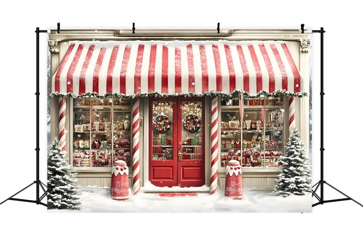 Toile de fond photo Noël Marché Sucré Rayé GQ57-28