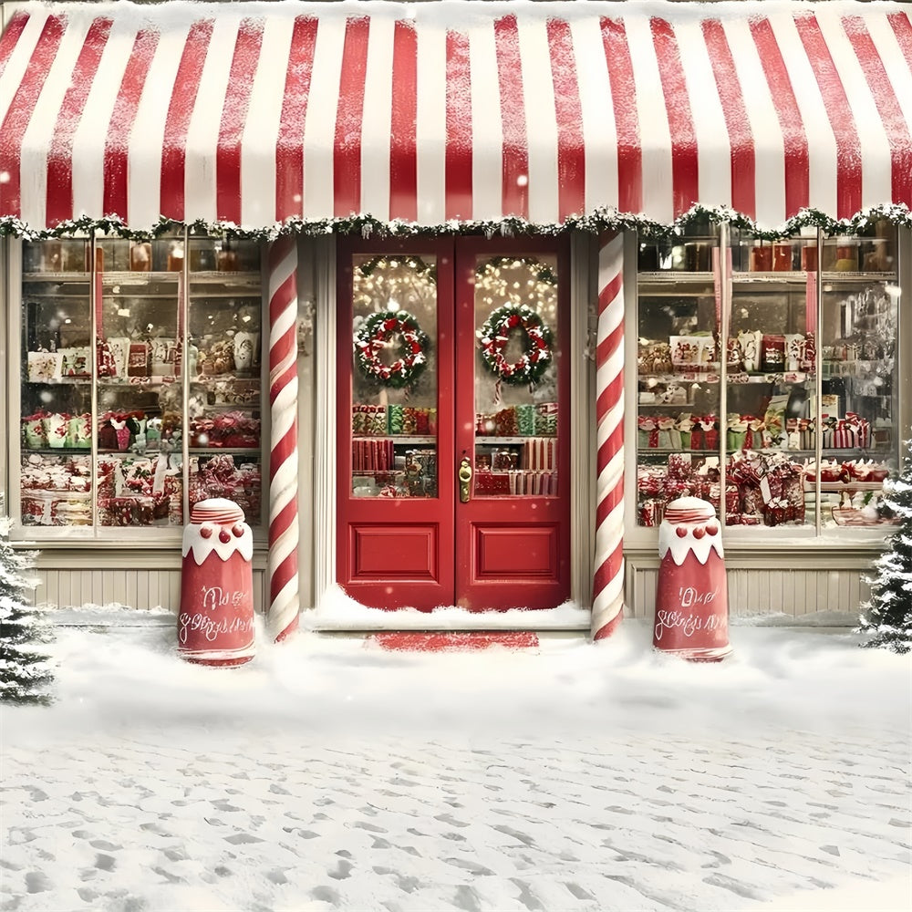 Toile de fond photo Noël Marché Sucré Rayé GQ57-28