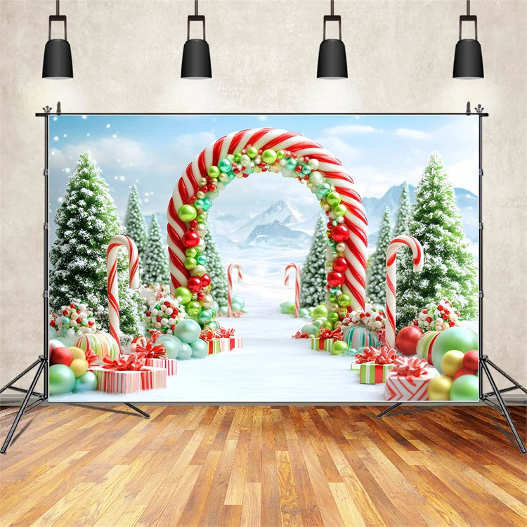 Toile de fond photo Noël Merveille Sucrée de Canne en Bonbon GQ57-3