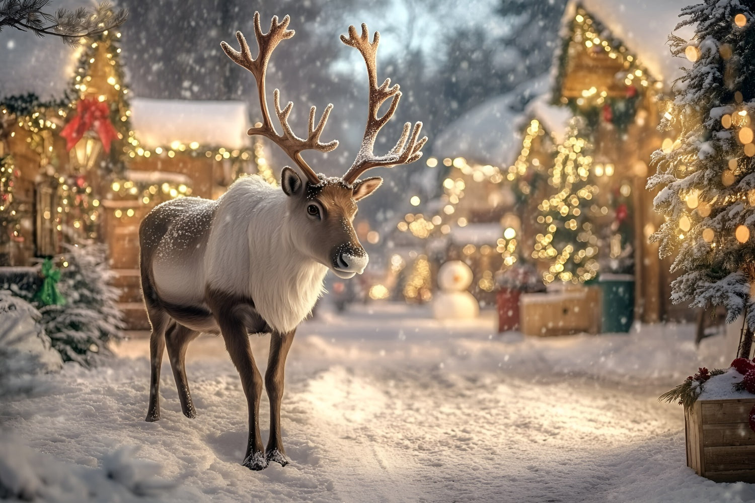Toile de fond photo Noël Village Magique du Renne GQ57-32
