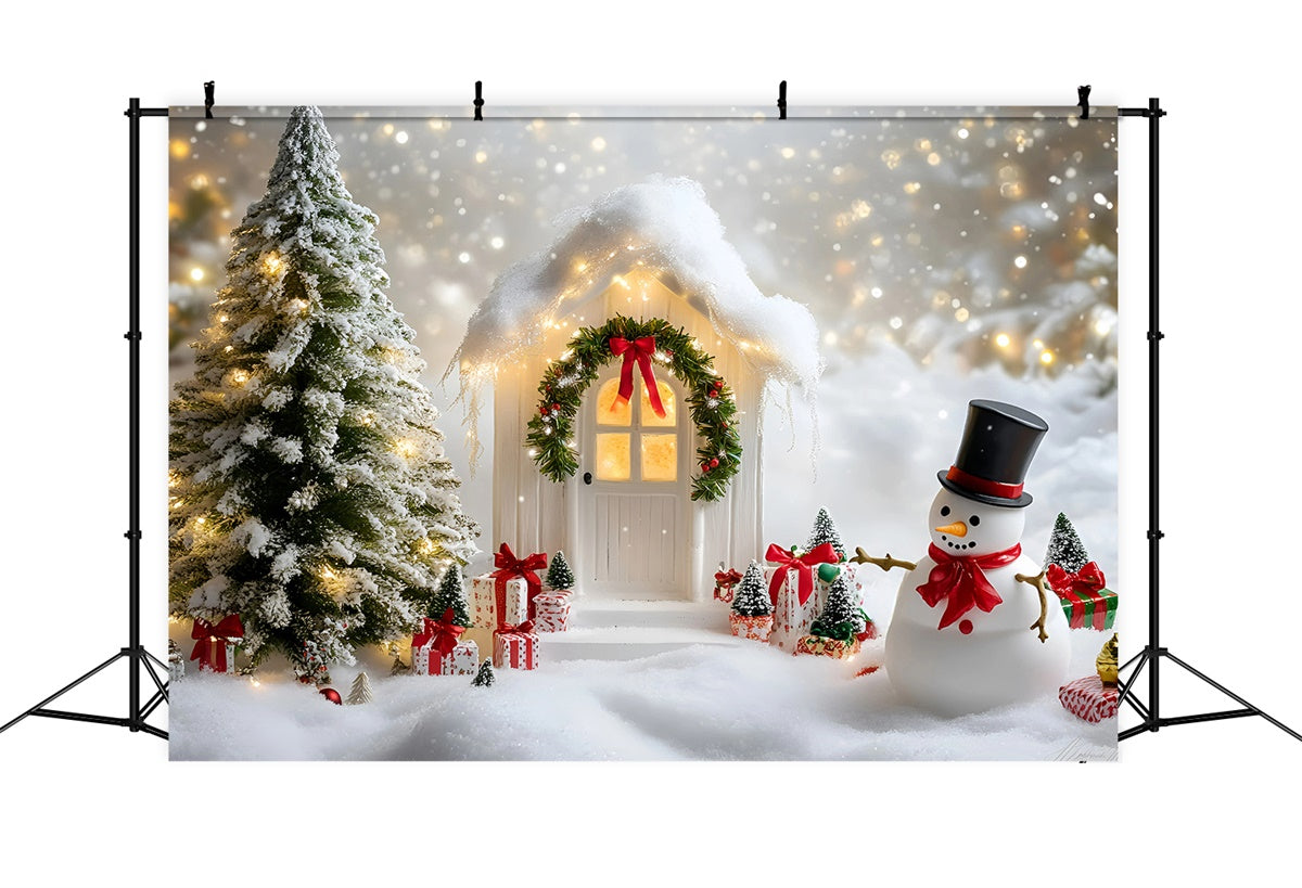 Toile de fond photo Noël Joie du Chalet Bonhomme de Neige GQ57-34