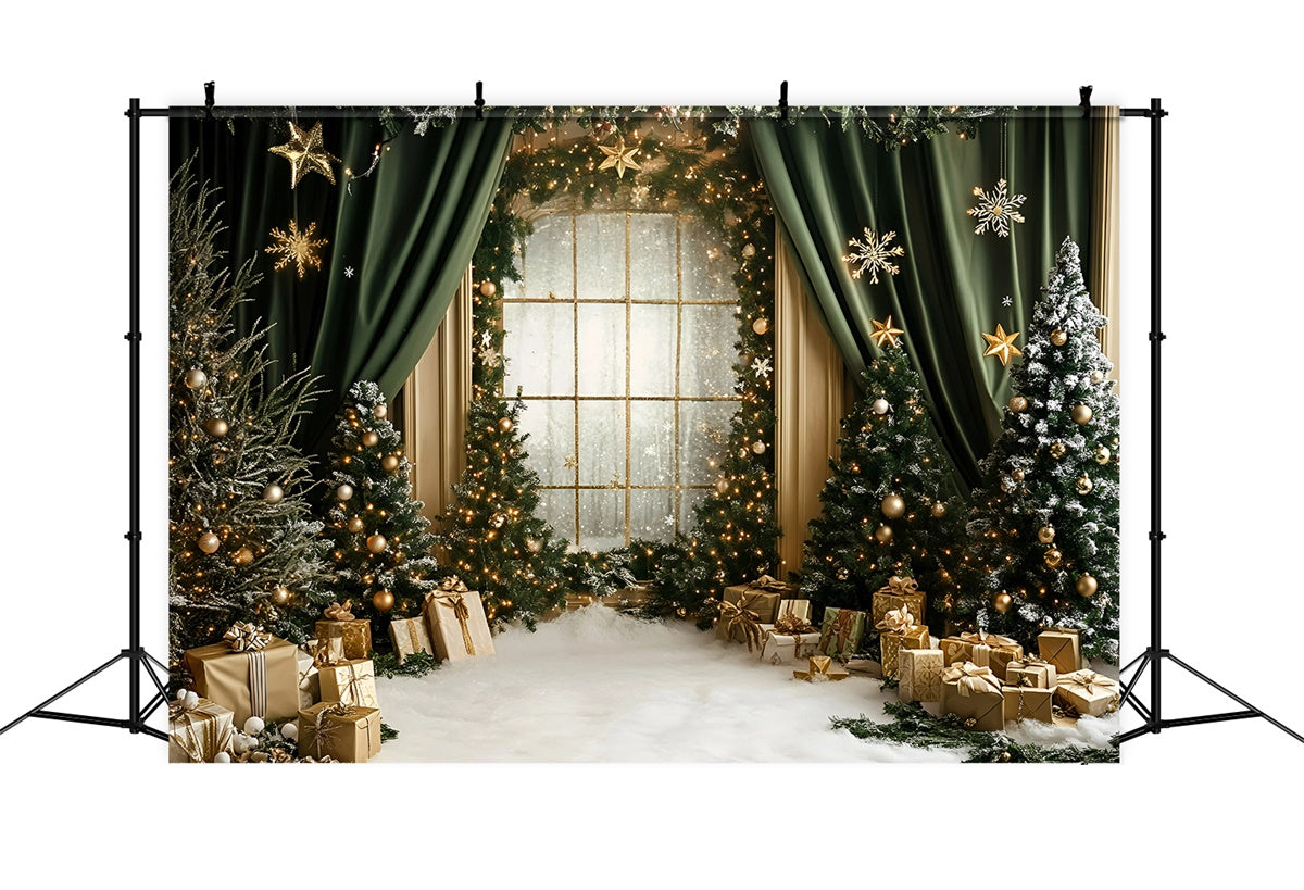Toile de fond photo Noël Rideau Vert Royal GQ57-35