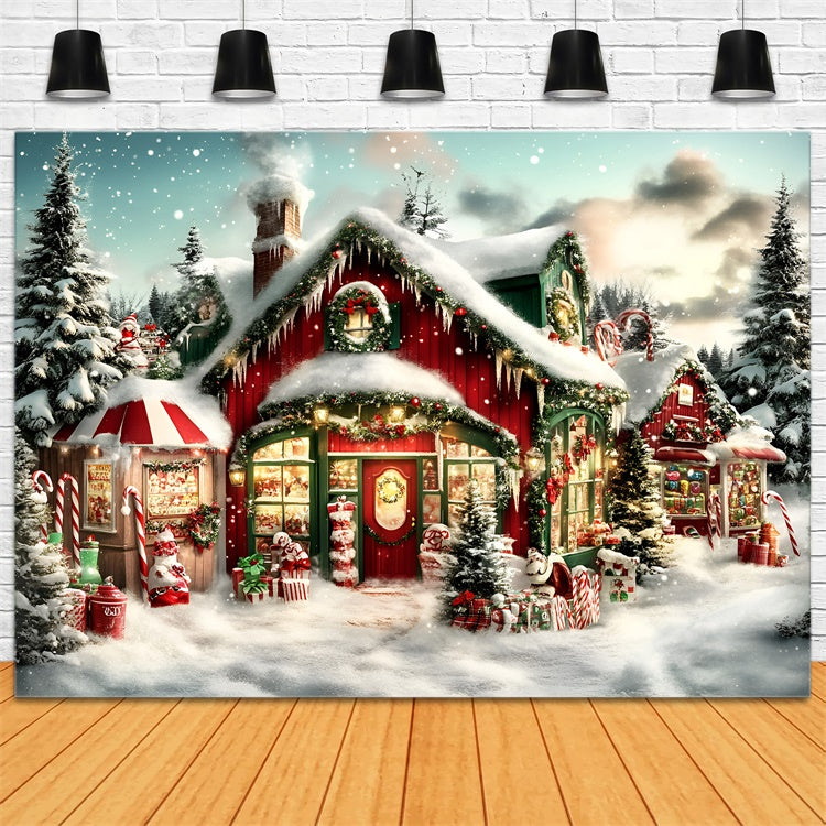 Toile de fond Noël Cottage Sucré de Canne en Bonbon GQ57-37
