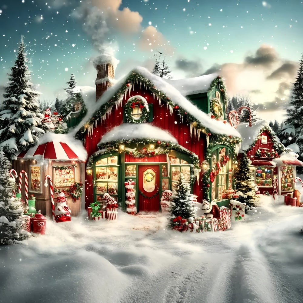 Toile de fond Noël Cottage Sucré de Canne en Bonbon GQ57-37