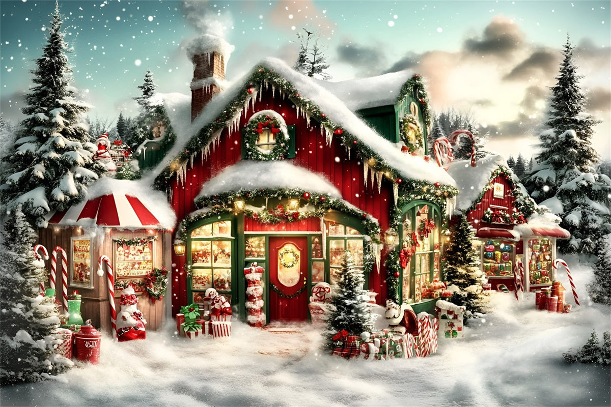 Toile de fond Noël Cottage Sucré de Canne en Bonbon GQ57-37