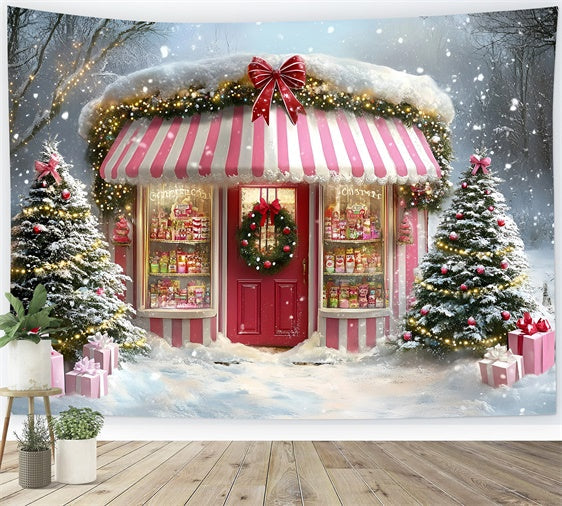 Toile de fond photo Noël Boutique Festive Rose GQ57-38