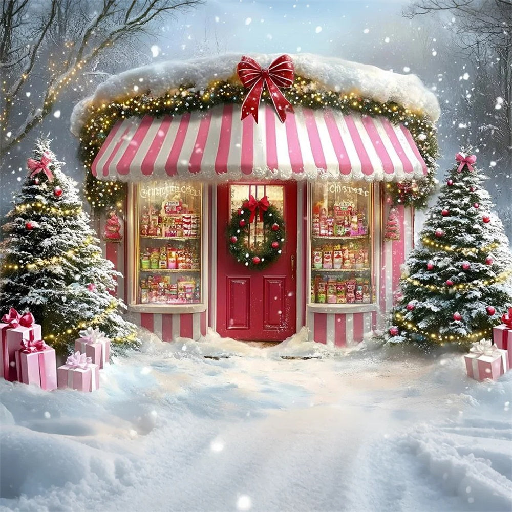 Toile de fond photo Noël Boutique Festive Rose GQ57-38