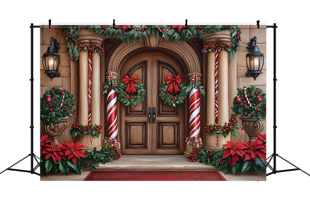 Toile de fond Noël Entrée Colonnes de Bonbons GQ57-39