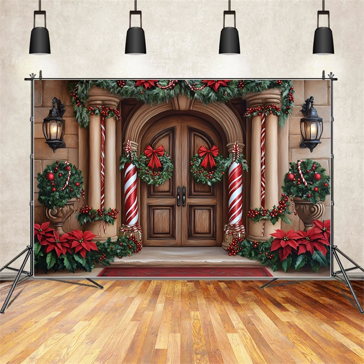 Toile de fond Noël Entrée Colonnes de Bonbons GQ57-39