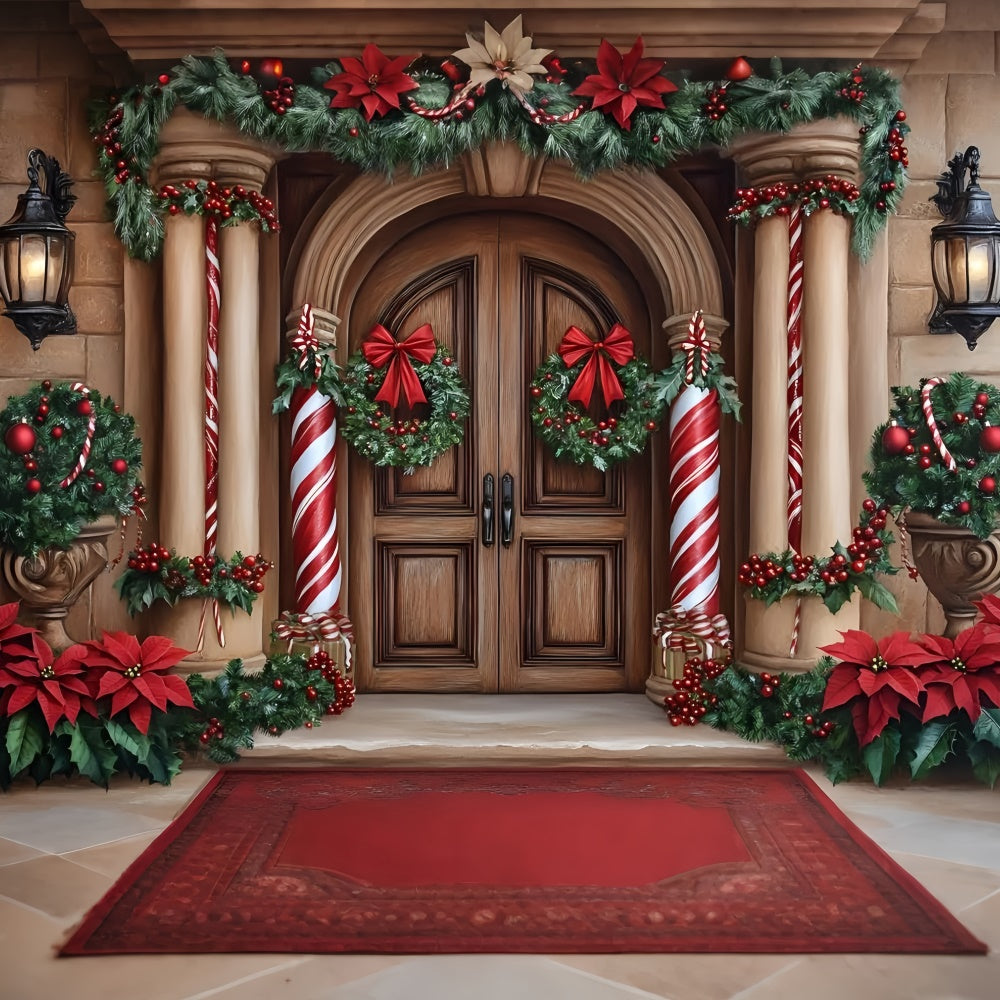 Toile de fond Noël Entrée Colonnes de Bonbons GQ57-39