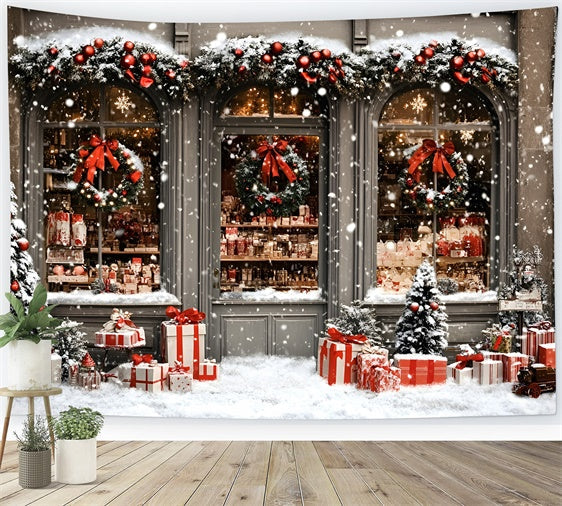 Toile de fond Noël Boutique de Noël Chutes de Neige GQ57-42