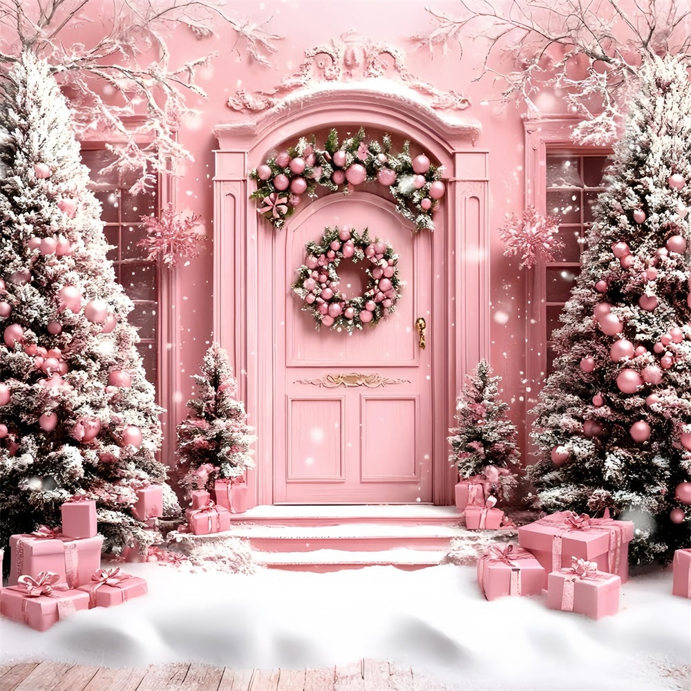 Toile de fond Noël Fantaisie Hivernale Rose GQ57-49