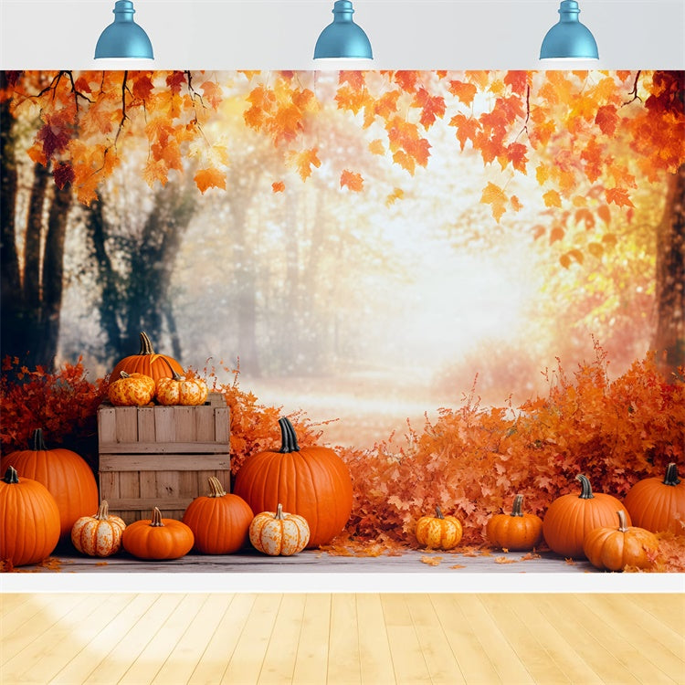 Toile de fond Photo Forêt Automne Citrouille Récolte GQ57-71