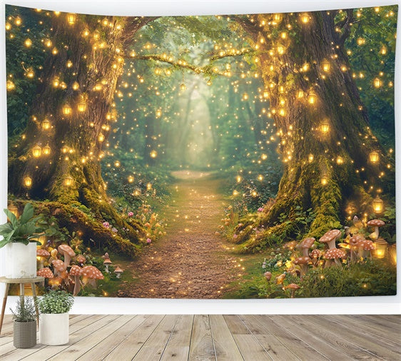 Toile de fond Photo Forêt Enchantée Lueur Lanterne GQ57-77