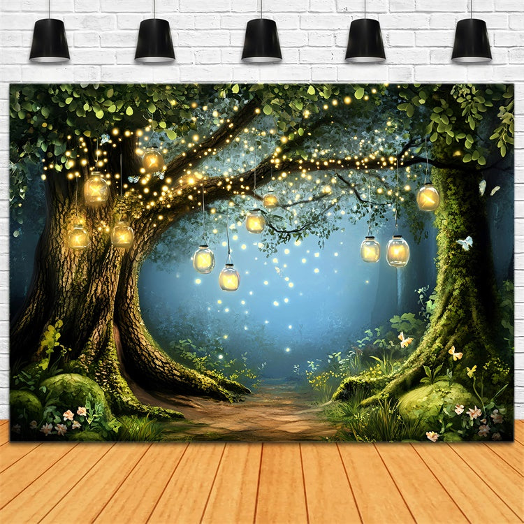 Toile de fond Forêt Photographie Rêve Lanterne Luciole GQ57-80