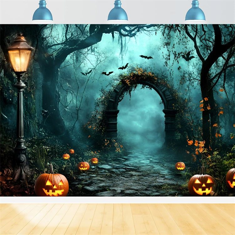 Toile de fond Photo Forêt Halloween Citrouille Hantée GQ57-83